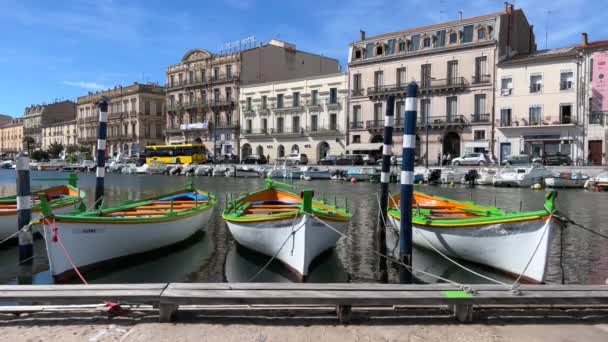 Typical Sete Boats Royal Canal Sete Herault Occitanie France — Video Stock