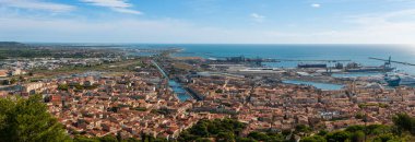 Mont Saint Clair 'den (Sete) Bassin de Thau Panoraması, Herault, Occitanie, Fransa