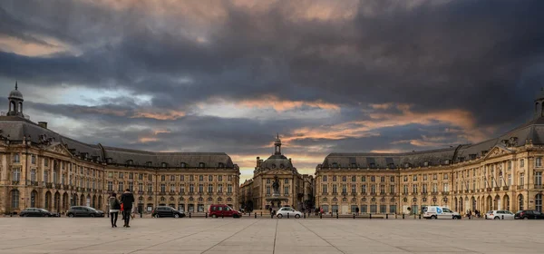 Place Bourse Bordeaux Sous Ciel Nuageux Nouvelle Aquitaine France — Photo