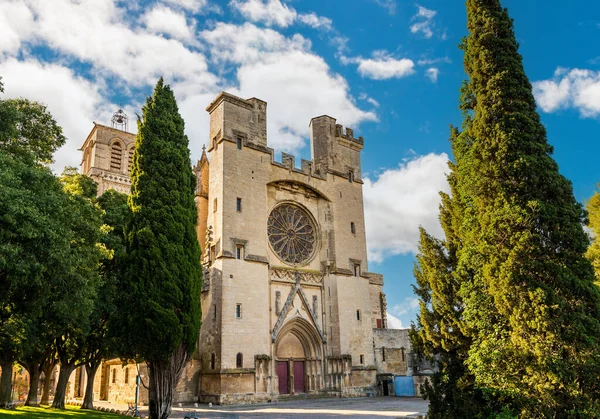 Główna Fasada Katedry Nazaira Beziers Occitanie Francja — Zdjęcie stockowe