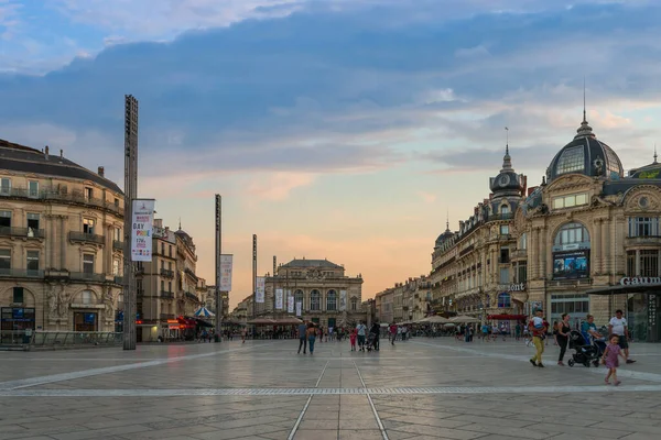 Κωμωδία Πλατεία Θέατρο Και Τις Κλασικές Προσόψεις Του Στο Montpellier — Φωτογραφία Αρχείου