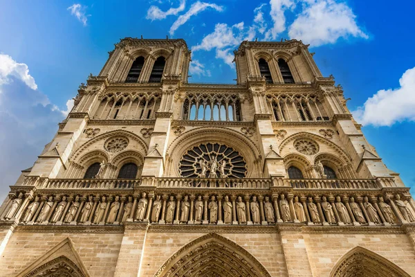 Magnificent Facade Notre Dame Paris Cathedral Its Two Towers Ile — Stock Photo, Image