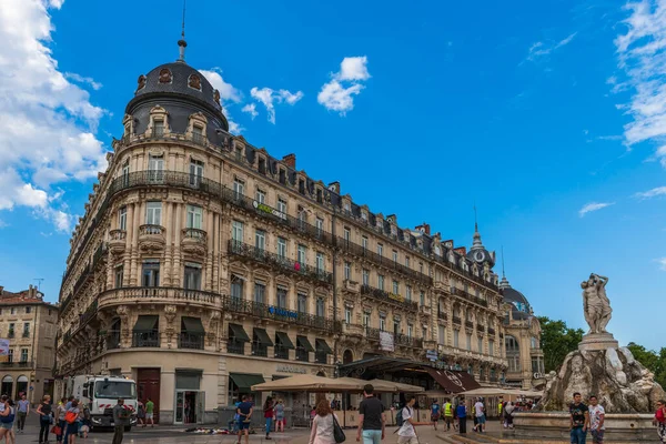 Klasický Styl Budovy Komediální Náměstí Montpellier Occitanie Francie — Stock fotografie