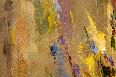 Kesik sulu bir karpuz ile, meyve ve sebzelerle, bir buket kır çiçeğiyle, pitoresk bir natürmort parçası, yağda, tuvalin üzerinde uyumlu bir kompozisyonda yapılır..