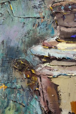 Fragment of a picturesque still life is made in a pasty technique, which conveys the volume and movement of objects. A samovar, a teapot, fruits and vegetables will harmoniously complement each other.