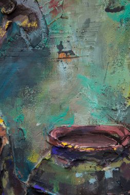 Fragment of a picturesque still life is made in a pasty technique, which conveys the volume and movement of objects. A samovar, a teapot, fruits and vegetables will harmoniously complement each other.