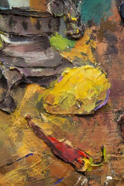 Fragment of a picturesque still life is made in a pasty technique, which conveys the volume and movement of objects. A samovar, a teapot, fruits and vegetables will harmoniously complement each other.