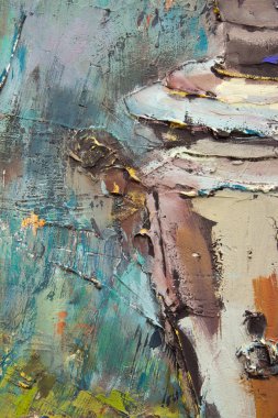 Fragment of a picturesque still life is made in a pasty technique, which conveys the volume and movement of objects. A samovar, a teapot, fruits and vegetables will harmoniously complement each other.