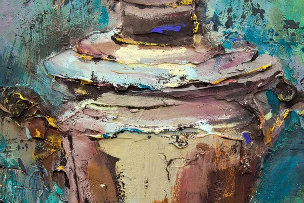 Fragment of a picturesque still life is made in a pasty technique, which conveys the volume and movement of objects. A samovar, a teapot, fruits and vegetables will harmoniously complement each other.