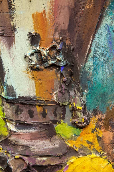 Fragment of a picturesque still life is made in a pasty technique, which conveys the volume and movement of objects. A samovar, a teapot, fruits and vegetables will harmoniously complement each other.