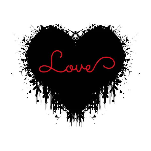 Amour Affection Coeur Noir Amour Noir Scénario Calligraphie Moderne Amour — Image vectorielle