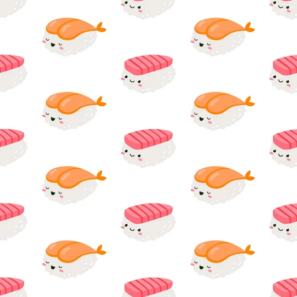 Vektormentes Minta Tekercsekkel Sushival Aranyos Design Szövet Papír Tapéta — Stock Vector