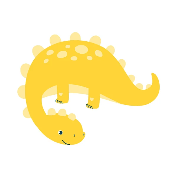 Lindo Dinosaurio Carácter Aislado Sobre Fondo Blanco Ilustración Vectorial — Vector de stock