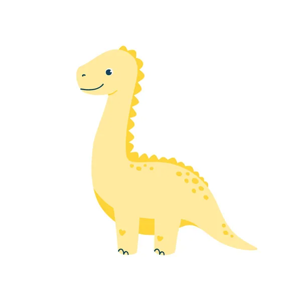 Lindo Dinosaurio Carácter Aislado Sobre Fondo Blanco Ilustración Vectorial — Vector de stock