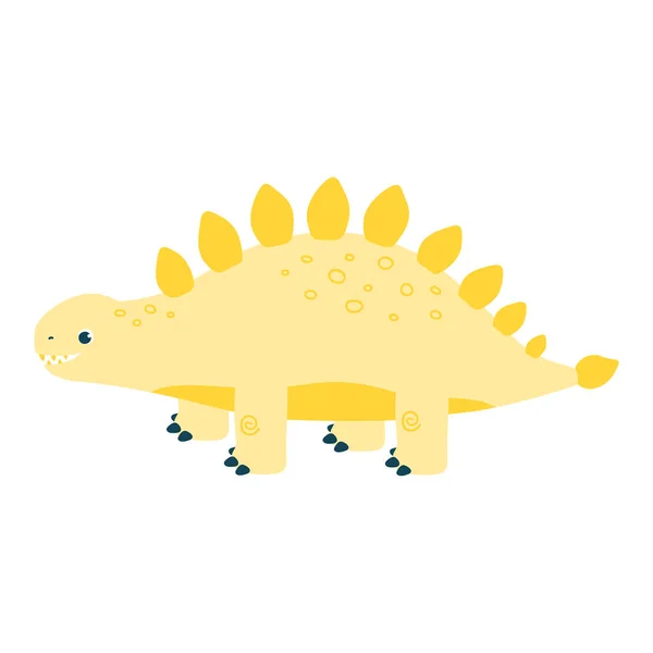 Lindo Dinosaurio Carácter Aislado Sobre Fondo Blanco Ilustración Vectorial — Vector de stock