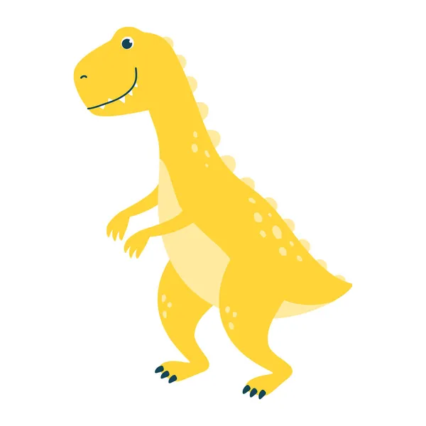 Söt Dinosaurie Karaktär Isolerad Vit Bakgrund Vektorillustration — Stock vektor