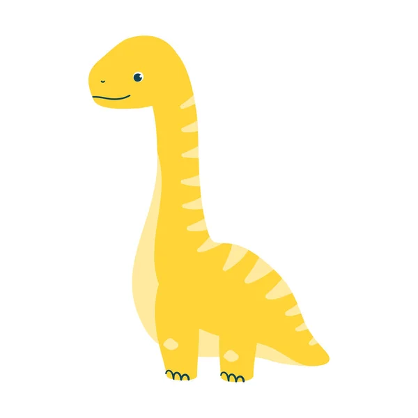 Söt Dinosaurie Karaktär Isolerad Vit Bakgrund Vektorillustration — Stock vektor