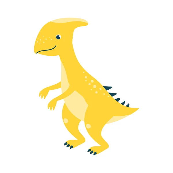 Lindo Dinosaurio Carácter Aislado Sobre Fondo Blanco Ilustración Vectorial — Vector de stock