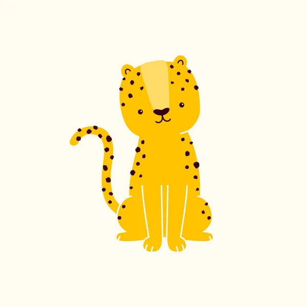 Vector Illustration Cheetah Cute Animal Character Isolated White Background — Stock Vector