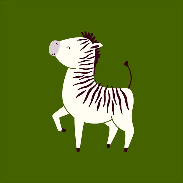 Vektor Illustration Söt Zebra Djur Isolerad Vit Bakgrund — Stock vektor