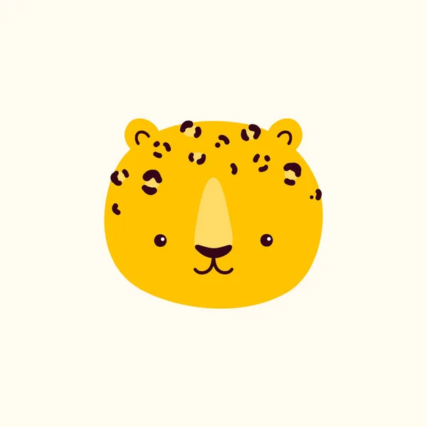 Illustrazione Vettoriale Muso Carino Leopardo Isolato Sfondo Bianco — Vettoriale Stock