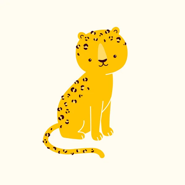 Vektorová Ilustrace Leoparda Roztomilá Postava Izolováno Bílém Pozadí — Stockový vektor