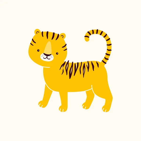 Vektor Illustration Eines Tigers Geht Isoliert Auf Weißem Hintergrund — Stockvektor