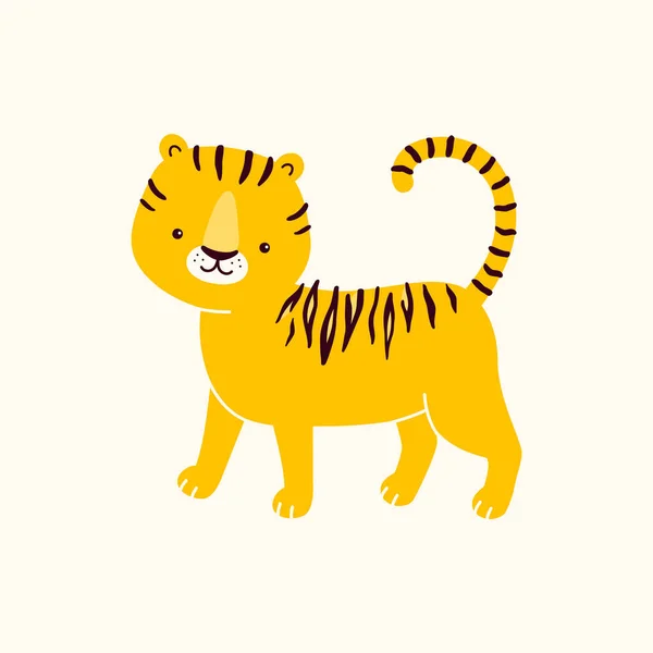 Ilustración Vectorial Tigre Caminar Aislado Sobre Fondo Blanco — Vector de stock