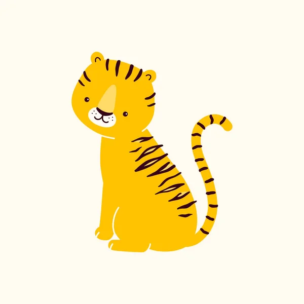 Ilustración Vectorial Del Tigre Sentado Aislado Sobre Fondo Blanco — Vector de stock