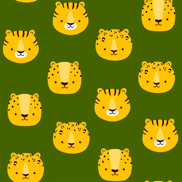 Patrón Sin Costuras Vectorial Con Bozales Leopardo Guepardo Tigre Sobre — Vector de stock