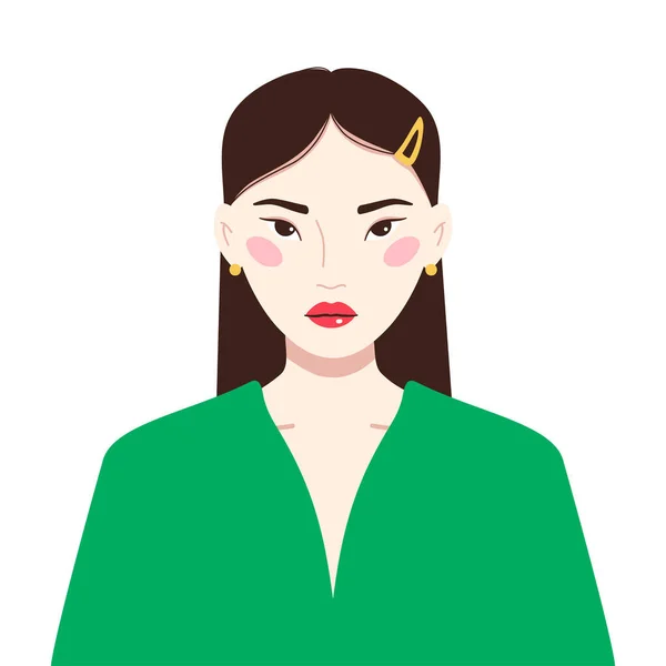 Vektor Illustration Porträtt Vacker Asiatisk Kvinna Royaltyfria Stockvektorer