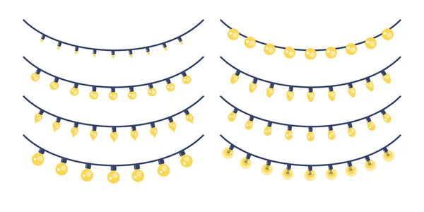 Lambalı parlak çelenk kümesi. Beyaz arkaplanda izole