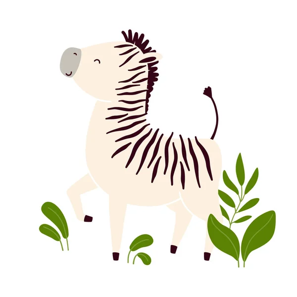Illustrazione Vettoriale Una Zebra Carina Isolato Sfondo Bianco — Vettoriale Stock