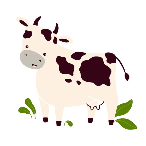 Vektorová Ilustrace Roztomilé Krávy Izolováno Bílém Pozadí — Stockový vektor