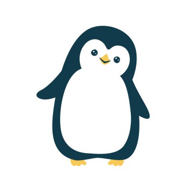 Şirin bir penguenin vektör çizimi. Beyaz arkaplanda izole