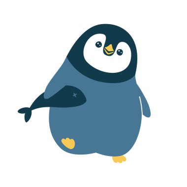 Şirin bir penguenin vektör çizimi. Beyaz arkaplanda izole