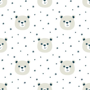 Kutup ayılarının şirin ağızlıklarına sahip kusursuz vektör deseni