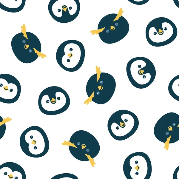 Vector Naadloos Patroon Met Schattige Pinguïn Gezichten — Stockvector