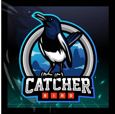 Yakalayıcı kuş maskotu. esport logo tasarımı