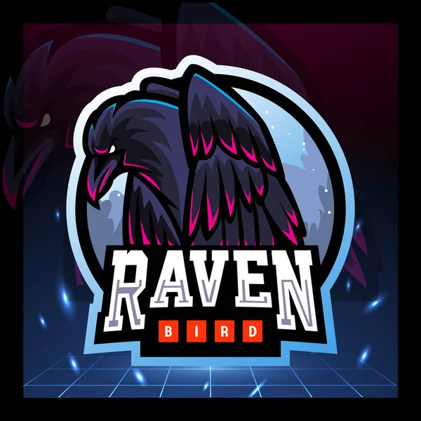 Raven Mascot Esport Logo Design — Stock Vector