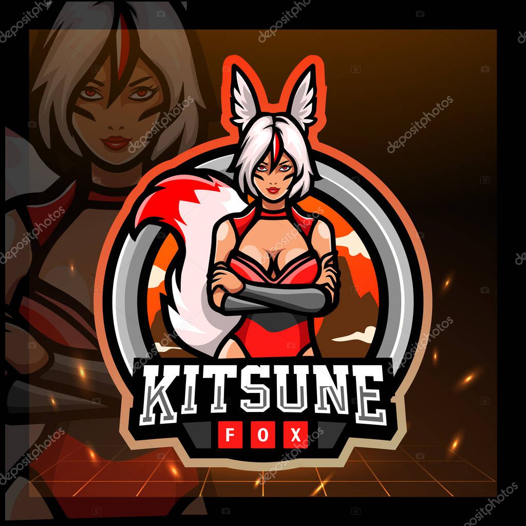 Kitsune girls mascot. esport logo design