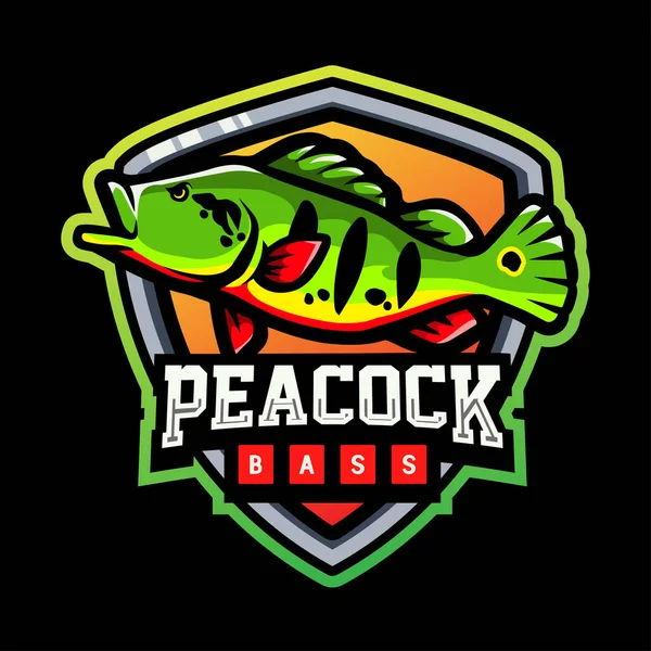 Peacock Bas Maskot Design Logotypen För Sport — Stock vektor