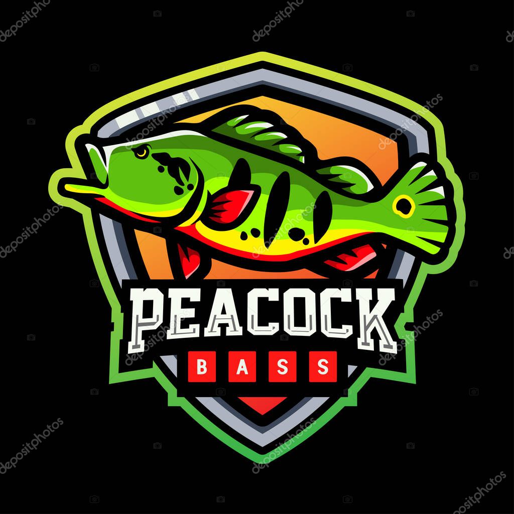 Peacock bass mascot. esport logo design