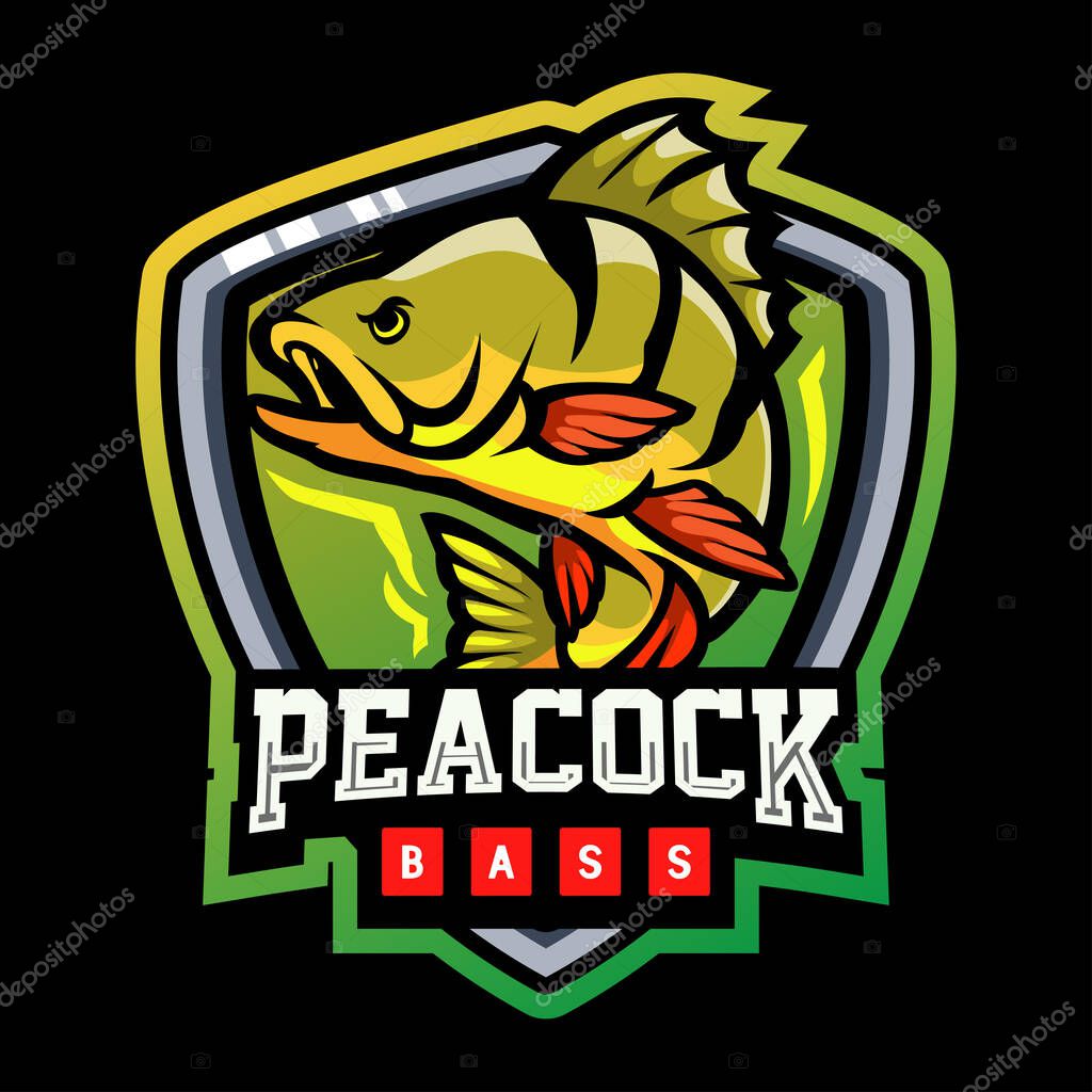 Peacock bass mascot. esport logo design