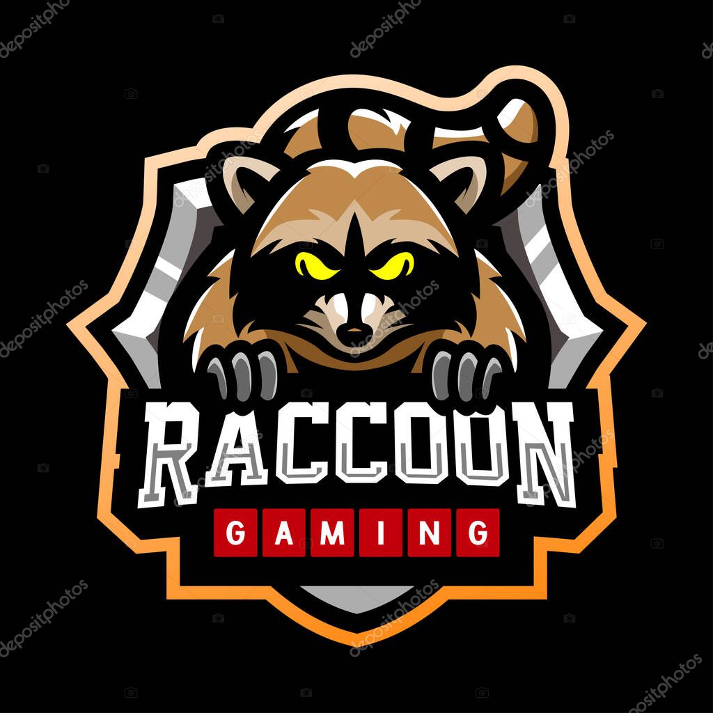 Raccoon mascot esport logo design
