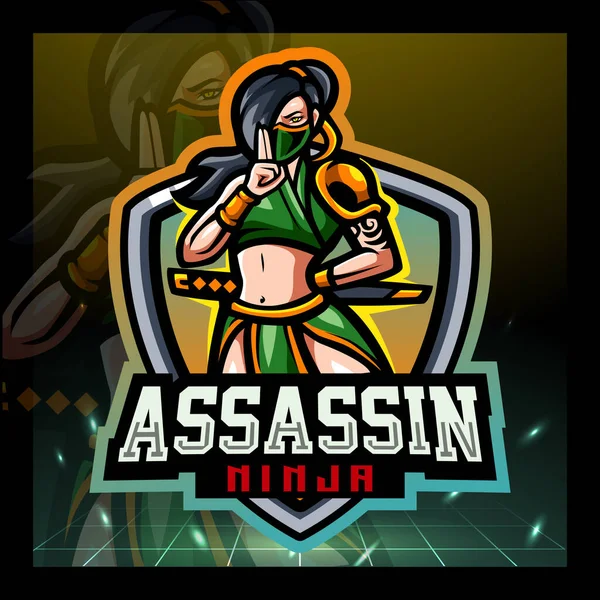 Asesino Mascota Esport Logo Design — Archivo Imágenes Vectoriales