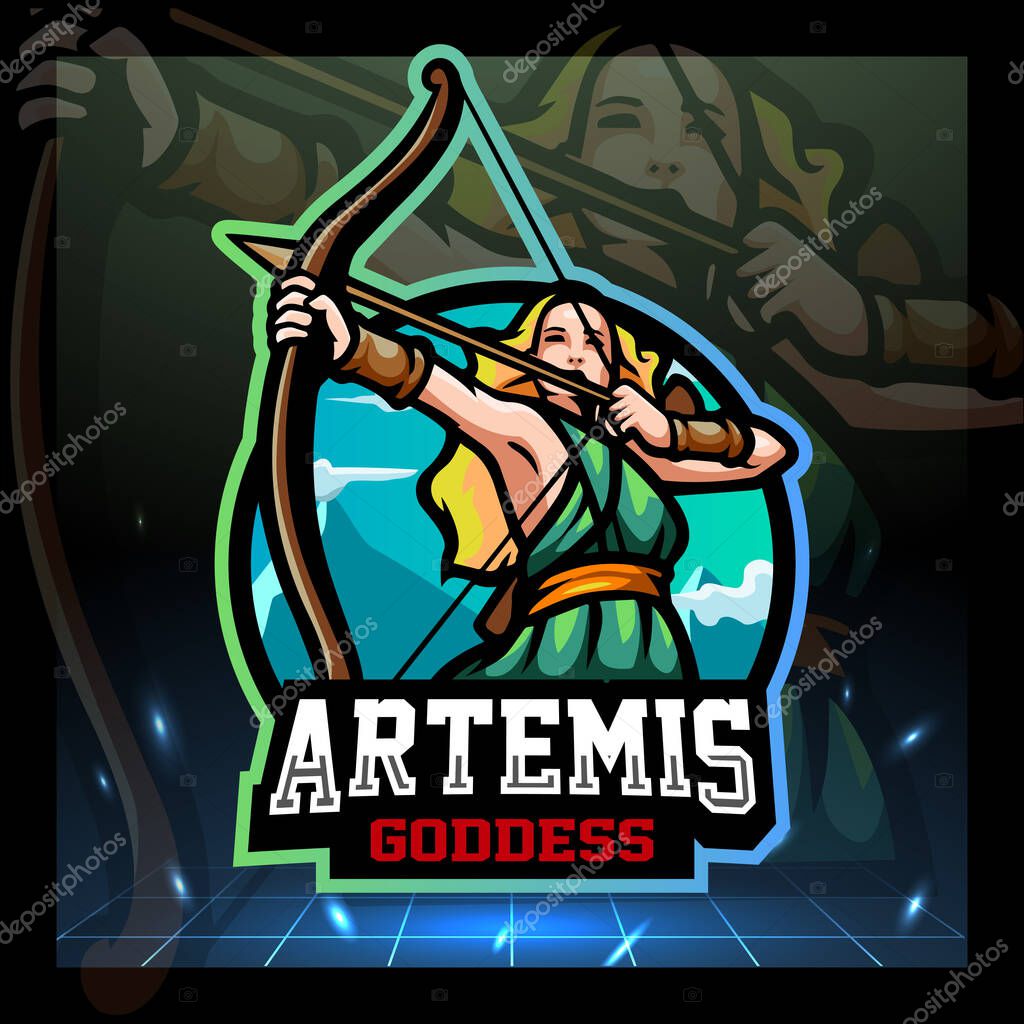 Artemis goddess mascot. esport logo design