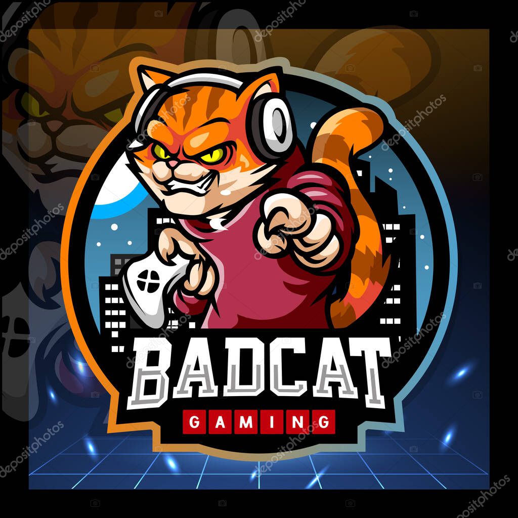 Cat gaming mascot. esport logo design