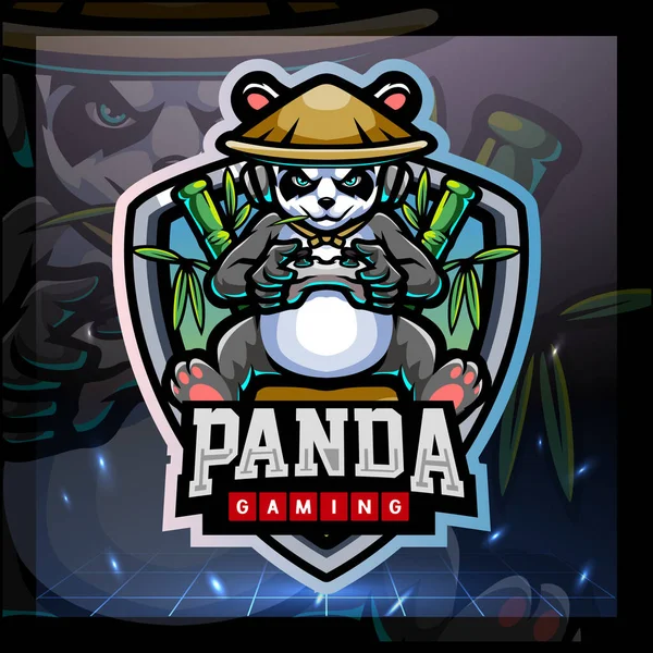 Mascote Jogos Panda Design Logotipo Esport — Vetor de Stock