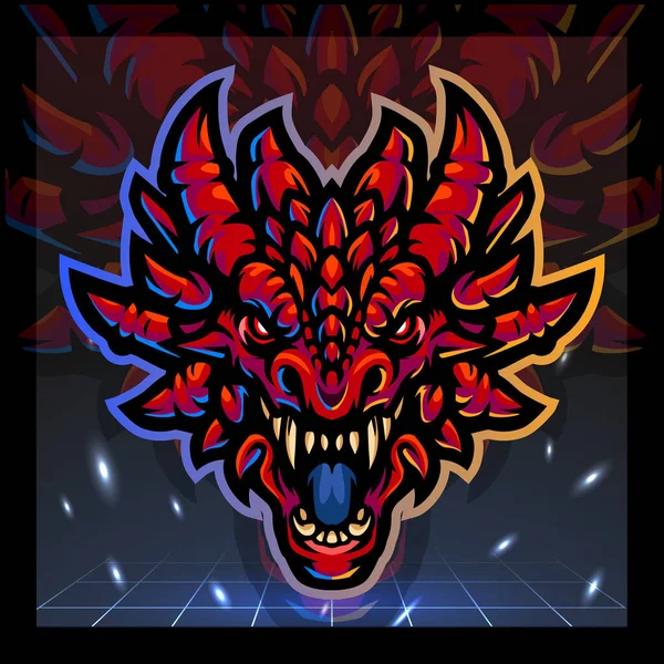 Mascotte Dragon Rouge Design Logo Esport — Image vectorielle